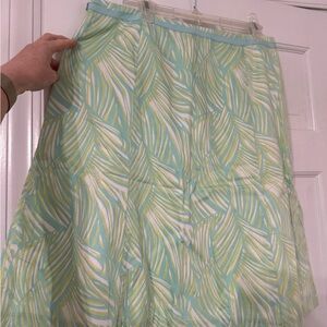 Talbots Ladies A-line Skirt Size 12 Palm Tree Print, all cotton, lined, ribbon